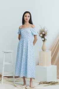 Berlinda Heart Shaped Maxi Dress in Blue (XS)