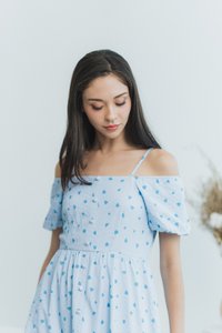 Berlinda Heart Shaped Maxi Dress in Blue (XS)