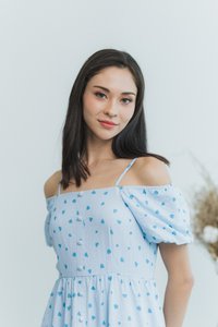 Berlinda Heart Shaped Maxi Dress in Blue (XS)