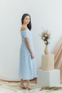 Berlinda Heart Shaped Maxi Dress in Blue (XS)