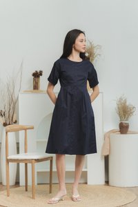 Kamilah Button Midi Dress in Navy(XS)