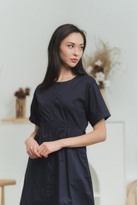 Kamilah Button Midi Dress in Navy(XS)