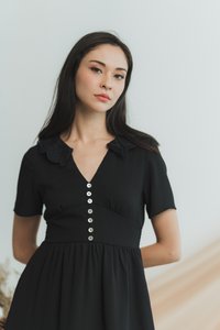 Wendy Eyelet Collar Dress in Black (XS)