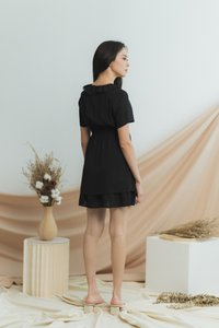Wendy Eyelet Collar Dress in Black (XS)