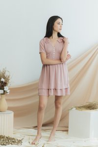 Wendy Eyelet Collar Dress in Pink
