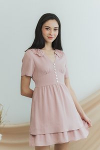 Wendy Eyelet Collar Dress in Pink
