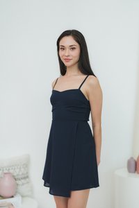 Delancy Cami Textured Dress Romper in Navy (XS)