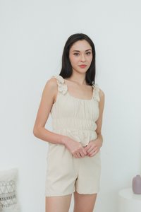 Shania Ruffles Romper in Cream