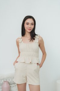 Shania Ruffles Romper in Cream