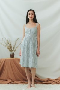 Sora Eyelet Tiered Midi Dress in Seafoam (XS)