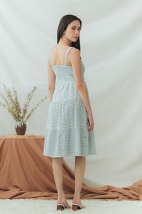 Sora Eyelet Tiered Midi Dress in Seafoam (XS)
