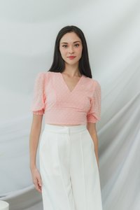 Lory Swiss Dot Crop Top in Pink