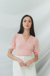 Lory Swiss Dot Crop Top in Pink