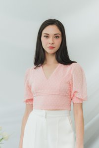 Lory Swiss Dot Crop Top in Pink