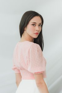 Lory Swiss Dot Crop Top in Pink