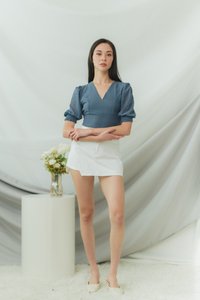 Lory Swiss Dot Crop Top in Teal