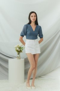 Lory Swiss Dot Crop Top in Teal