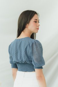 Lory Swiss Dot Crop Top in Teal