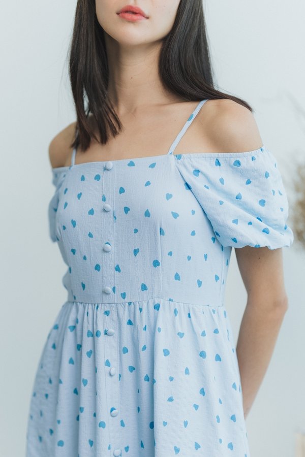 Berlinda Heart Shaped Maxi Dress in Blue (XS)