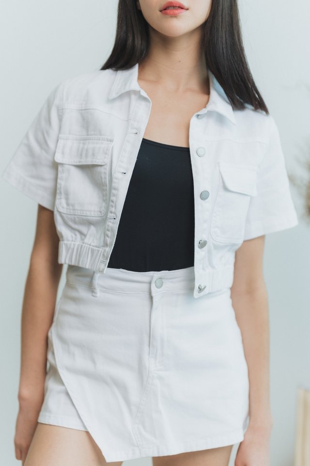 Xandra Denim Skorts in White (XS)