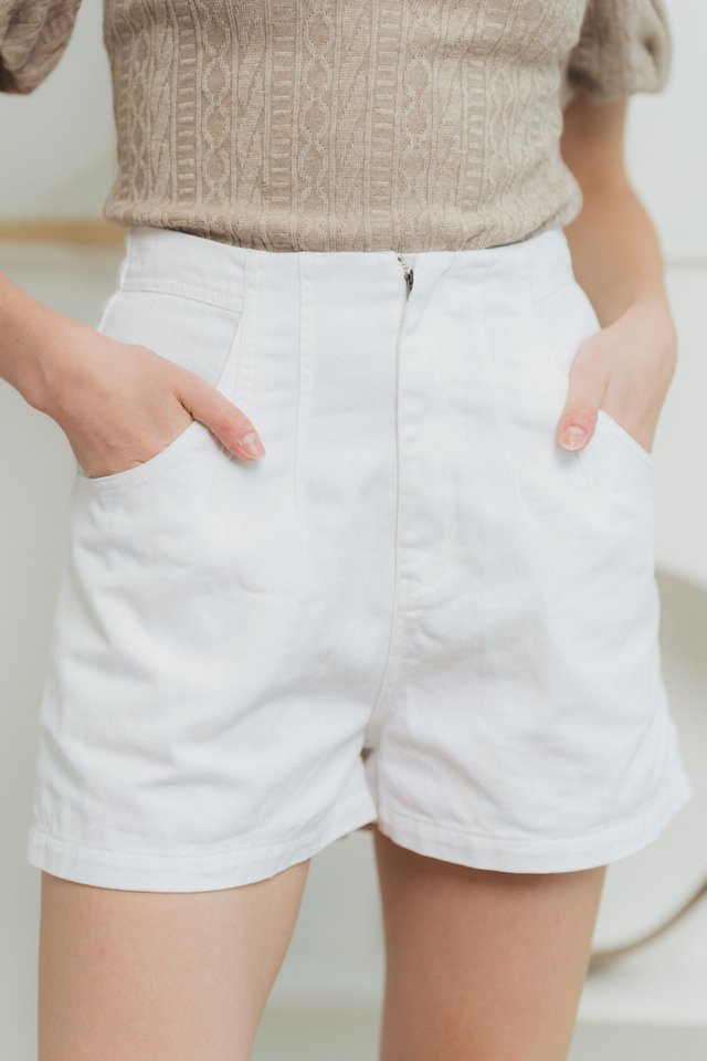 Lanice Denim Shorts in White