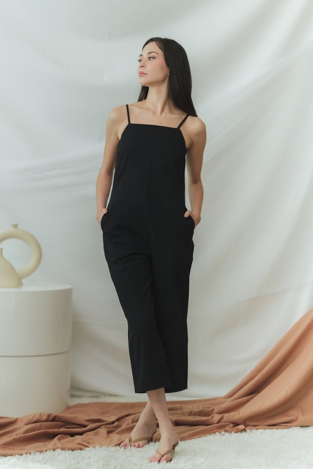 Carlita Camisole Denim Jumpsuit in Black (XS)