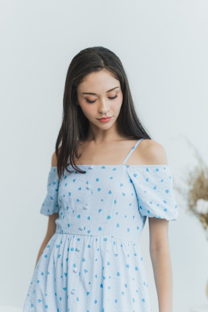 Berlinda Heart Shaped Maxi Dress in Blue (XS)