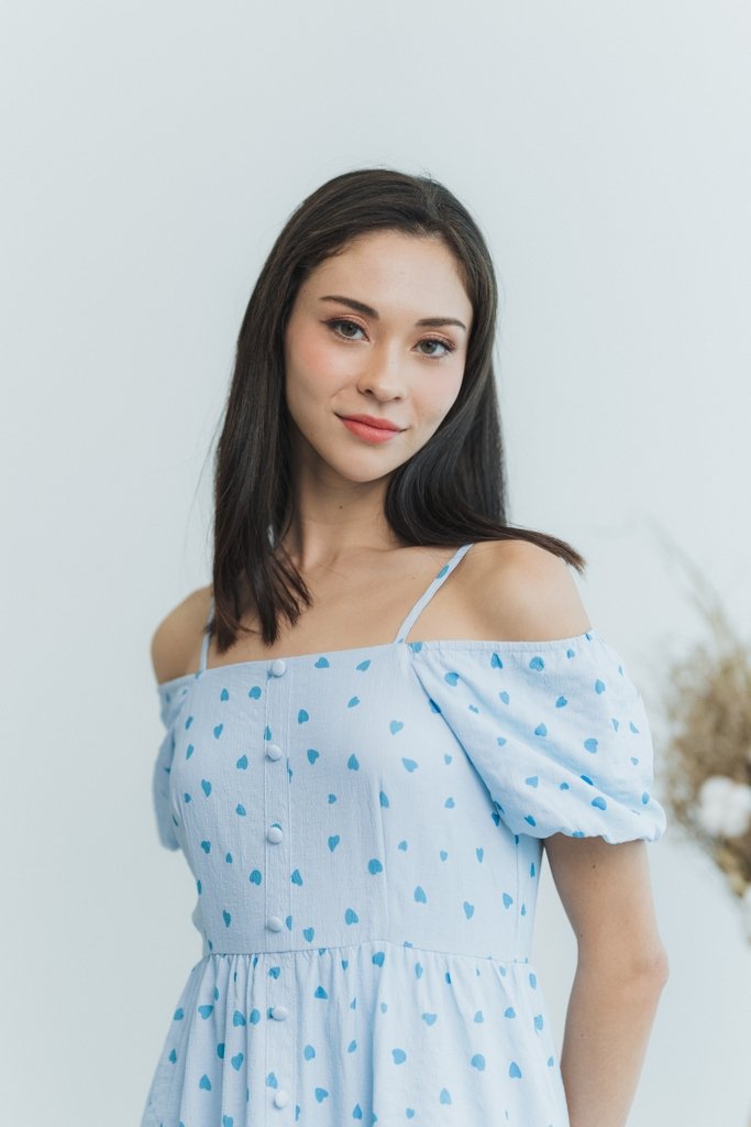 Berlinda Heart Shaped Maxi Dress in Blue (XS)