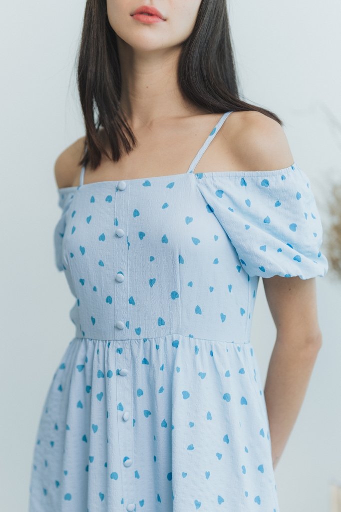 Berlinda Heart Shaped Maxi Dress in Blue (XS)