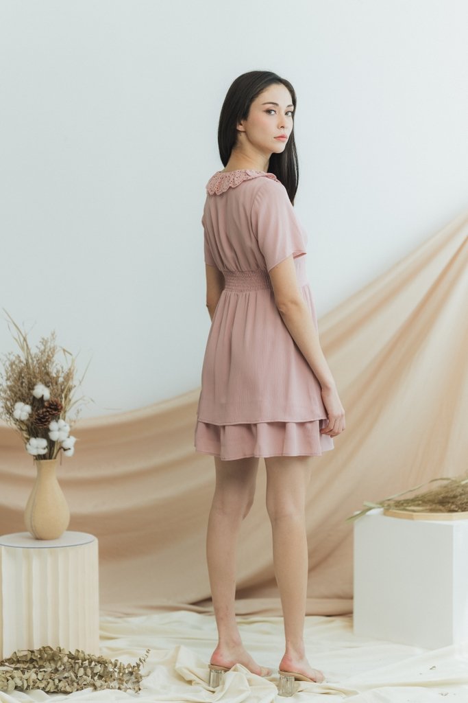 Wendy Eyelet Collar Dress in Pink
