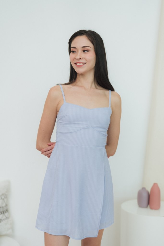 Delancy Cami Textured Dress Romper in Periwinkle Blue