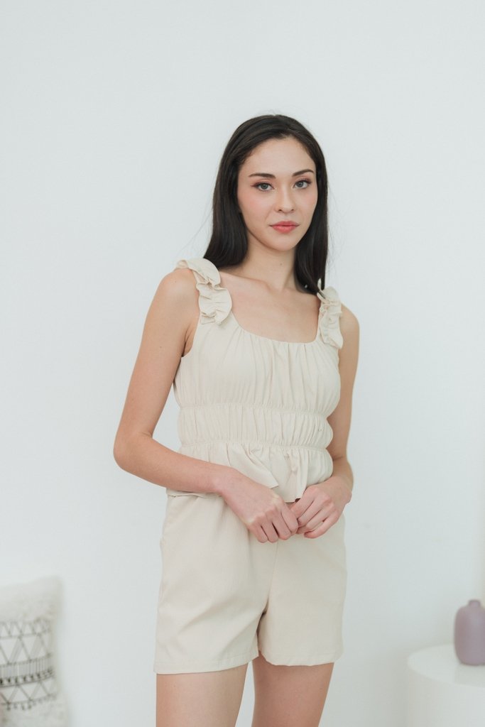 Shania Ruffles Romper in Cream