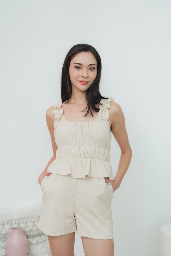 Shania Ruffles Romper in Cream