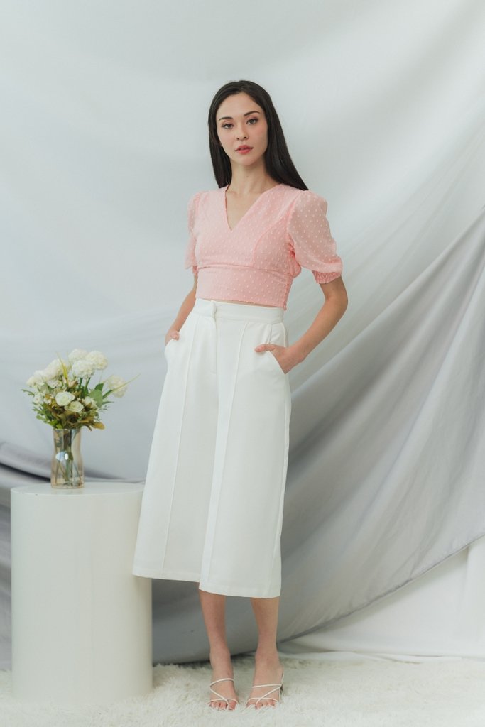 Lory Swiss Dot Crop Top in Pink