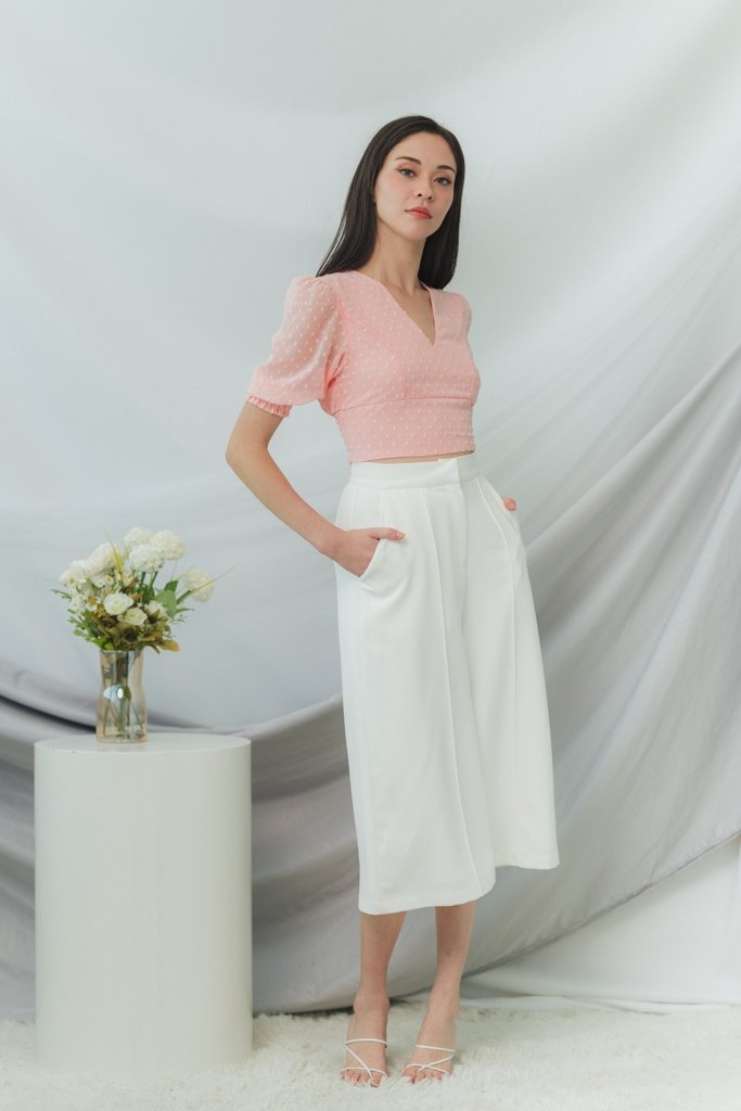 Lory Swiss Dot Crop Top in Pink