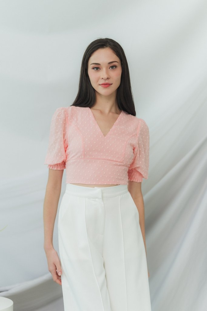 Lory Swiss Dot Crop Top in Pink