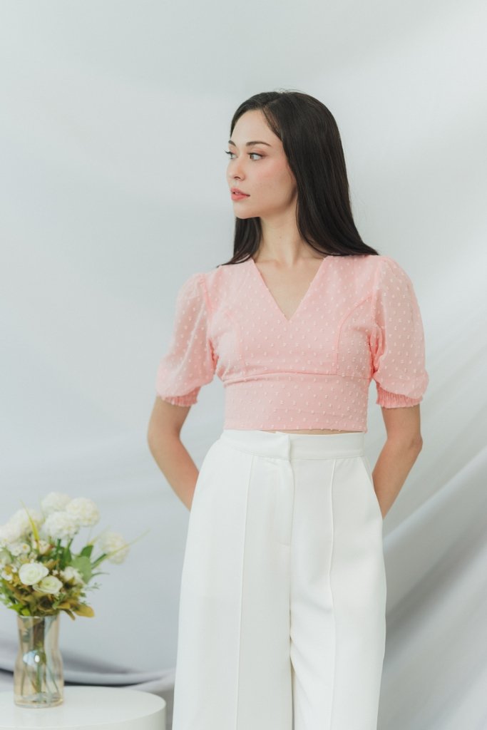 Lory Swiss Dot Crop Top in Pink