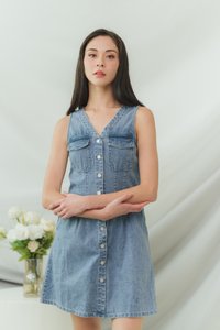 Gale Denim Dress in Mid-Wash (XXL)