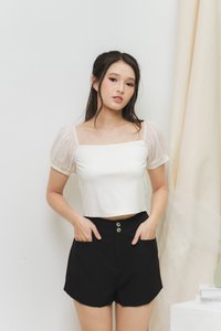 Aida Organza Sleeve Top in Off-White