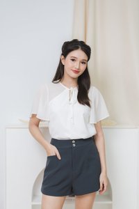 Harlow Button Pocket Shorts in Gunmetal Grey (XS)
