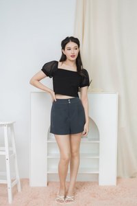 Aida Organza Sleeve Top in Black (XS)