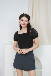 Aida Organza Sleeve Top in Black (XS)