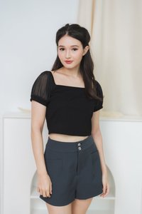 Aida Organza Sleeve Top in Black (XS)