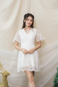 Ember Embroidery Mesh Dress Romper in White (XS)