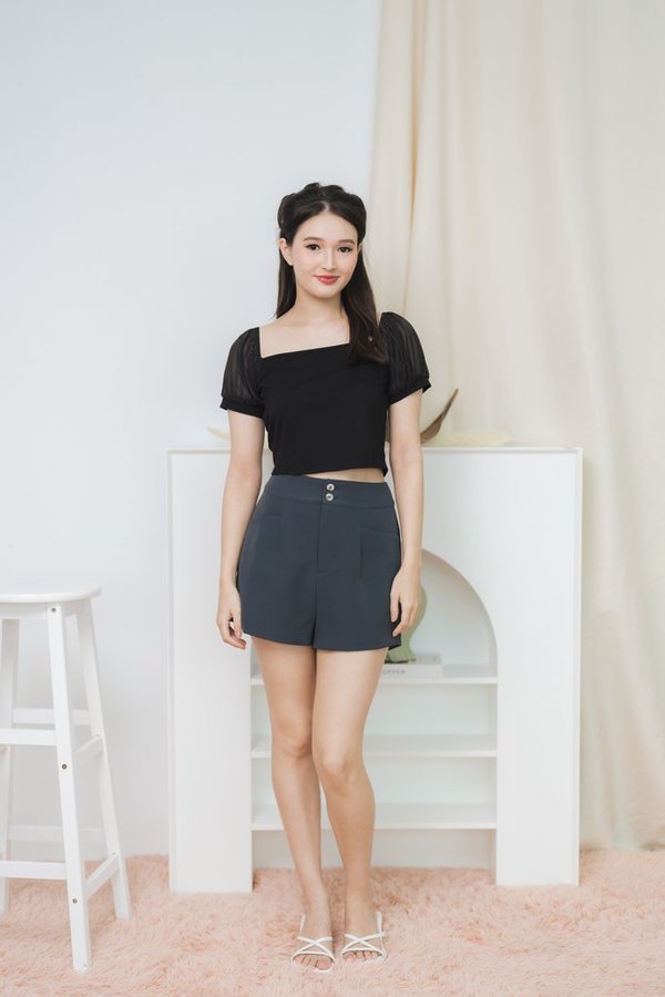 Aida Organza Sleeve Top in Black (XS)