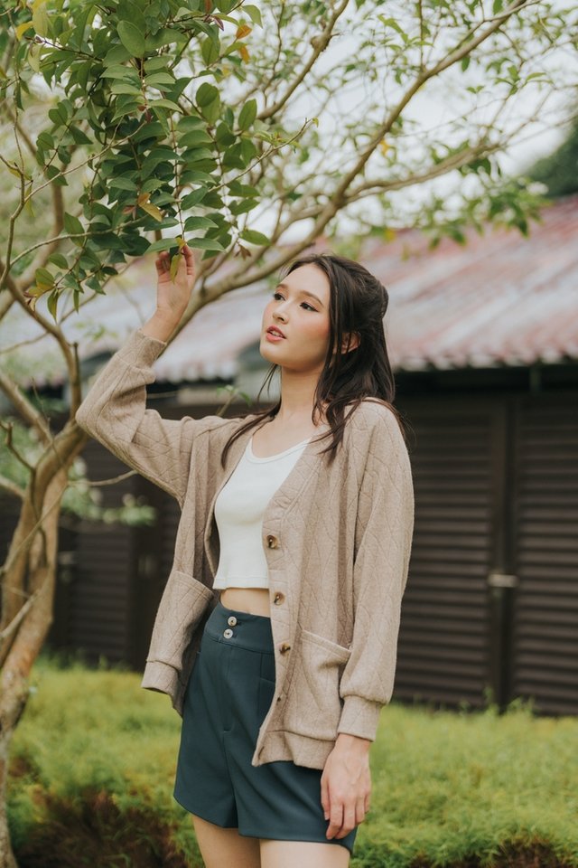 Fransica Knit Cardigan in Khaki