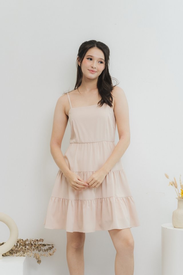 Nathalia Tiered Camisole Dress in Sand