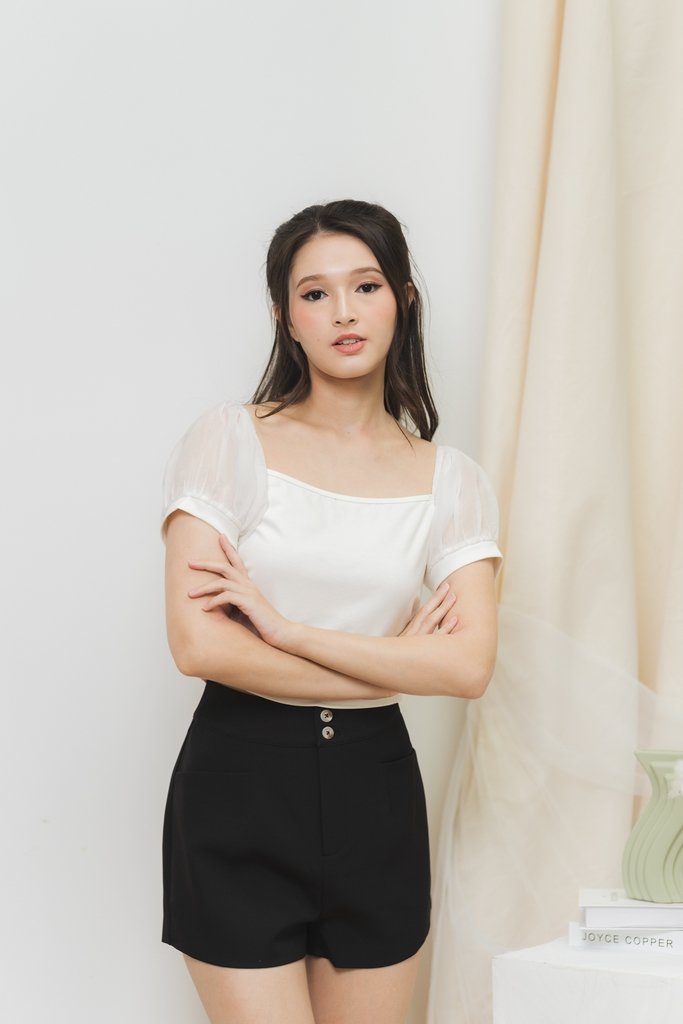 Aida Organza Sleeve Top in Off-White
