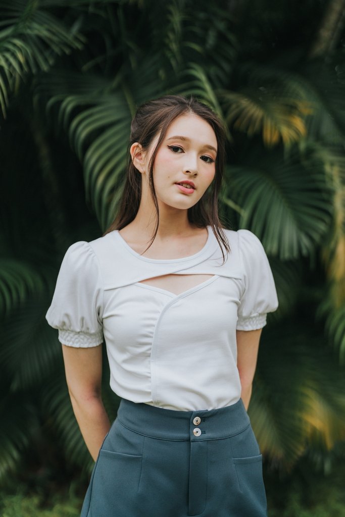 Shona Front Cut Out Top in White