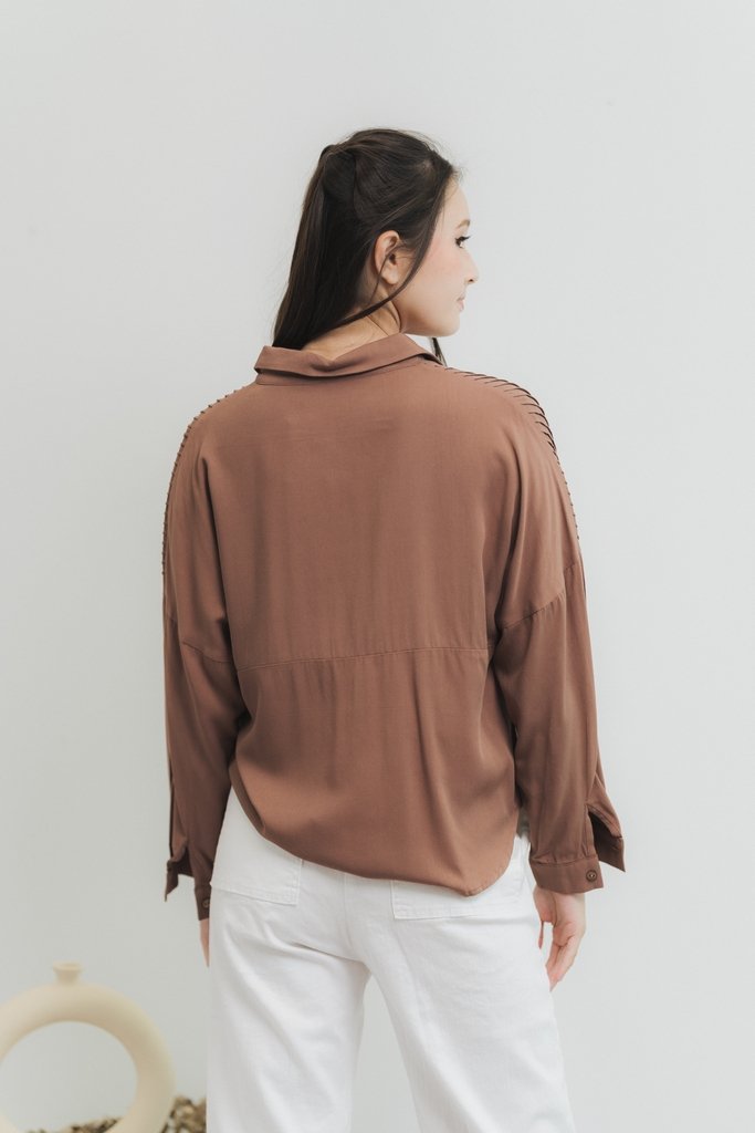 Maryellen Pintuck Shirt in Cocoa